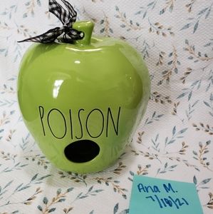 Rae Dunn POISON Halloween Green Apple Birdhouse